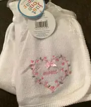 Carter's Just One Year Baby Blanket White waffle Knit Thermal Pink Heart Sweet