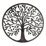 60cm Tree of Life & Birds Round Metal Wall Garden Art Sculpture