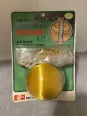 1973 Fibre-Craft Christmas Tree Ornament Kit Satin Ball W/Beads & Sequins