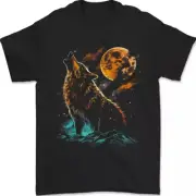 A Wolf Howling With the Moon at Night Gift Tee S-3XL