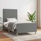 bed frame headboard dark grey fabric king single size adjustable height 3101