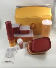 VTG 1982 Tupperware Picnic Pack Hostess Set Yellow Starburst Soft Coolers NOS