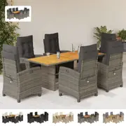 Garden Dining Set with Cushions Outdoor Bistro Set Patio Poly Rattan vidaXL
