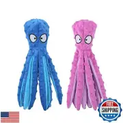 HGB Squeaky Dog Toys - Octopus No Stuffing Crinkle Plush Large Dog Toys to Ke