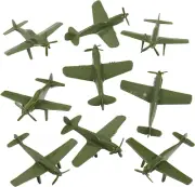 Tim Mee Toy Timmee WW2 Fighter Ace Planes - OD Green 9Pc Plastic Army Men Air...