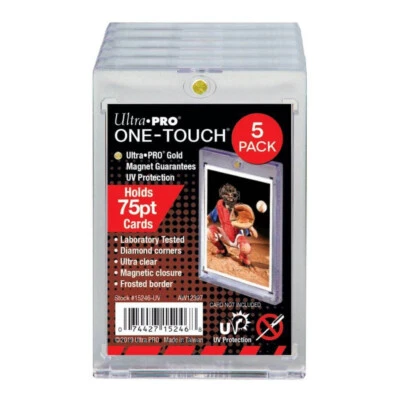 5 x Ultra Pro UV ONE TOUCH 75pt Magnetic Closure Card Holder Protector 64 x 89mm