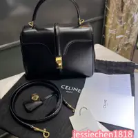 在飛比找蝦皮購物優惠-CELINE 賽琳 STRAP16 新款 黑色 金扣 小號 