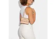 Coach brown pink Mini Klare Crossbody In Signature Canvas With Strawberry Print