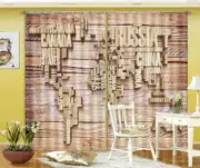 Alphanumeric Wood Wall 3D Curtain Blockout Photo Printing Curtains Drape Fabric