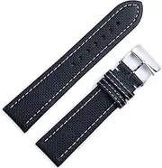[BANDKIT] Watchband 22mm For Breitling Avenger Soft Checkered Pattern Leather Watch Band Strap