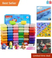 Vibrant 50-Color Air Dry Clay Kit with Sculpting Tools & Project Manual