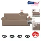 Non-Slip Jacquard Couch Cover - 1-Piece Elastic Sofa Slipcover in Camel Color