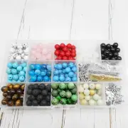1 Box Round Natural Gemstone Beads Charms Kit 674Pcs Bracelet Making DIY Decor
