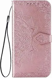 [YukeTop] Case for Oppo A57 5G, PU Leather Flip Folio Wallet Cover, with Card Slots, Case Cover for Oppo A57 5G.(Rose Gold)