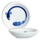 4 PCS Japanese 3.5"D Sushi Soy Sauce Dipping Dishes Blue Unagi Eel Made in Japan