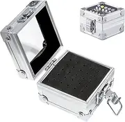 AREMOD Nail Drill Bit Holder 25 Holes Grinding Heads Storage Box Nail Art Polish Heads Manicure Tools Organizers Nail Drill Bit Display Storage Case for Nail Salon(Silver)