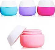 Gemice Travel Containers for Toiletries, Silicone Cream Jars, TSA Approved Travel Size Containers Leak-proof Travel Accessories with Lid for Cosmetic Makeup Face Body Hand Cream (4 Pieces)