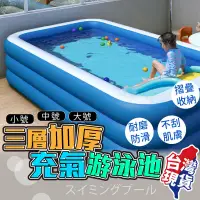 在飛比找PChome24h購物優惠-三層加厚充氣游泳池 充氣泳池 家庭戲水池 游泳池 可摺疊戲水