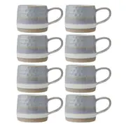 8PK Mikasa 320ml Textured Ombre Coffee Mug Cup Stoneware Drinkware w/Handle Grey