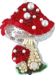 Beaded Jewelry Craft Kit Fly agaric Brooch Bead Embroidery Set Needlepoint