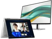 HP Elite x360 830 13.3 inch G11 2-in-1 Business Laptop, Silver + HP Series 5 Pro 23.8 inch FHD Monitor - 524pf