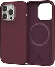 Sinjimoru Magnetic Silicone Case for iPhone 14 Plus, Anti-Dust and Compatible with Magsafe, iPhone 14 Plus Silicone Case for MagSafe Wine Red
