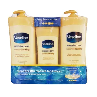 VASELINE 凡士林 進口潤膚身體乳液-深層修護 600ml x 2 + 295ml x 1