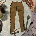 FENTY PUMA RIHANNA Sz 0 BOXING & BOMBER LACING TIGHT LACE UP PANTS OLIVE BRANCH