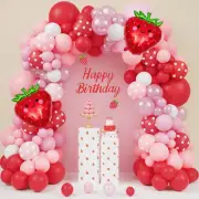 Ouddy Life Strawberry Balloon Garland Arch Kit, 171pcs Strawberry Party Decorati