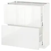 METOD base cabinet with 2 drawers, white Maximera/Ringhult white, 80x37x80 cm