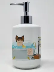 Longhaired Black and Red Chihuahua Ceramic Soap Dispenser Hand Soap Dispenser