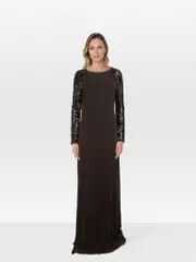 Black Sequin Open Back Maxi Dress