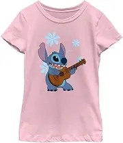 [Disney] Lilo & Stitch Stitch Flowers Girl's Heather Crew Tee
