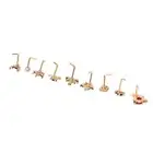 9pcs Nose Studs Set Golden L Shape Shiny Zircon Nose Ring Studs