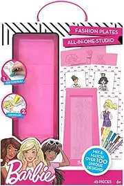 Barbie Fashion Plates All in One Studio by Horizon Group USA, Color, Design & Create Custom Outfits Unique to Your Fashionista, Crayons Included, Multi Colored