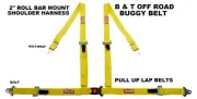 BUGGY BELT PULL UP ROLL BAR MOUNT SEAT BELT 4 POINT 2" RACING HARNESS YELLOW