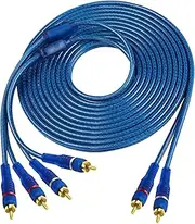 MEIRIYFA RCA Car Audio Cable Y Splitter Adapter Cord 2 Channel to 4 Channel RCA Car Audio Interconnect Cable 2 Male to 4 Male Twisted Pair Cable OFC Full Shielded with Noise Reduction (5M)