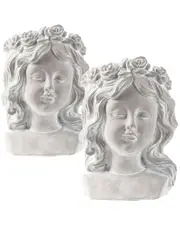 A&B Home Set Of 2 Cement Bust Wall Planter