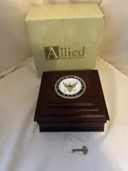 Allied Flag And Frame U.S. Navy Mahogany Desktop Box NEW