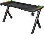Gaming Desk with Led Light Computer Workstation Office Racer Table Carbon Fiber
