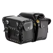 11" W MOTORCYCLE PVC BRAIDED STUDDED SADDLEBAGS w/ CONCHO FOR KAWASAKI - KDA23