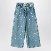 [Il Gufo] Blue jeans with daisy embroidery 12 Y Blue