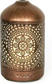 Earnest Living Essential Oil Diffuser Metal Diffuser 100 ml Timers Night Lights and Auto Off Function Home Office Humidifier Vintage Aromatherapy Diffusers for Essential Oils