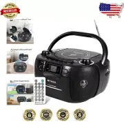 Versatile CD Player Boombox with Cassette & FM Radio in Black - Remote Control