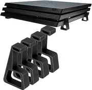 4Pcs Game Console Horizontal Holder for PS4, Console Heightening Bracket Slip for PS4 Console, 3D Printed Game Console Cooling Legs Stand, Easy to Install (Black)