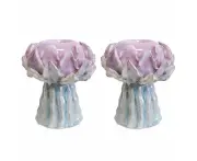 2PK LVD Talia Ceramic Taper/Stick Candle Holder Tabletop Decor 15x16cm Pink