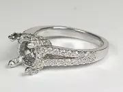 14k White Gold Semi Mount Diamond Halo Engagement Split Shank Ring 0.80 Ctw