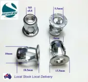 Qty 2 M5 Zinc Plated Steel Blind Jack Nut Threaded Insert Nuts Nutserts Jacknut