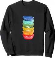 Vintage Pyrex Bowls, Rainbow, Retro Kitchen Sweatshirt