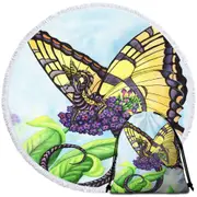 Black and Yellow the Bouquet Dragon Round Beach Towel